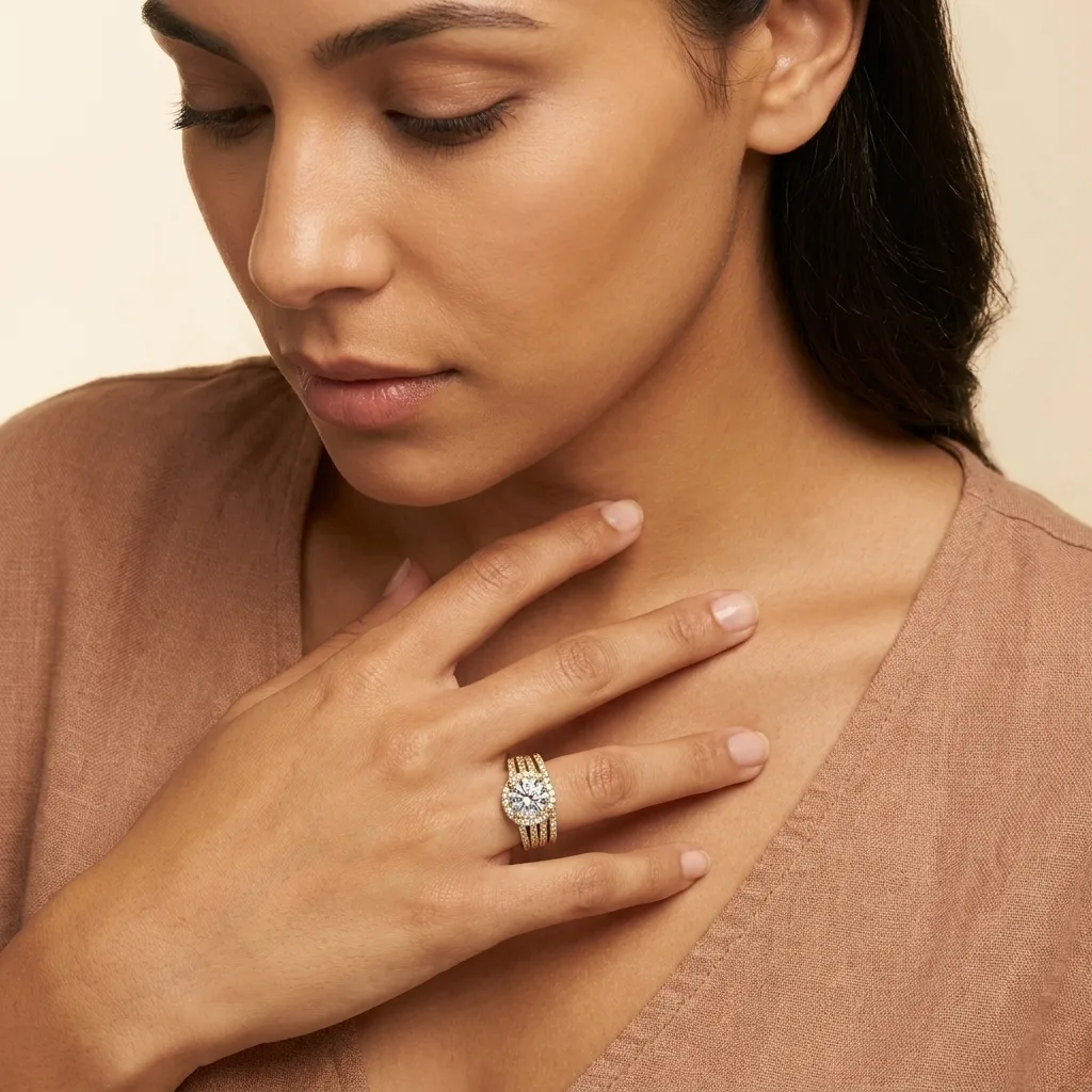 Engagement And Wedding Ring view 3