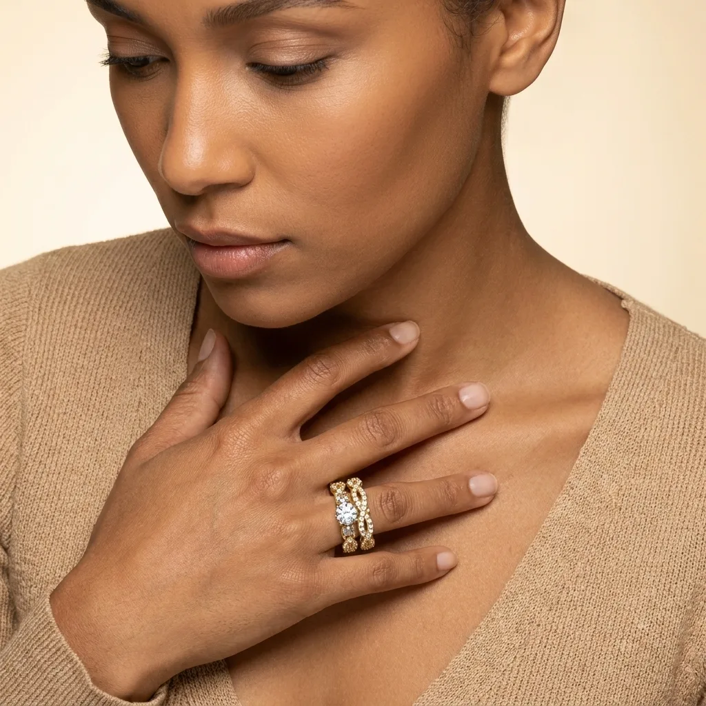 Engagement And Wedding Ring view 3