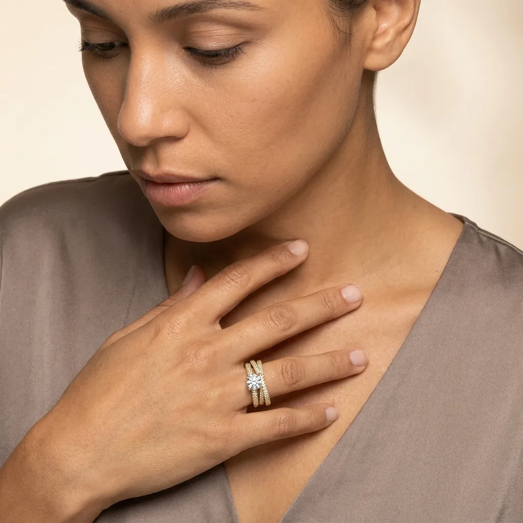 Engagement And Wedding Ring view 3