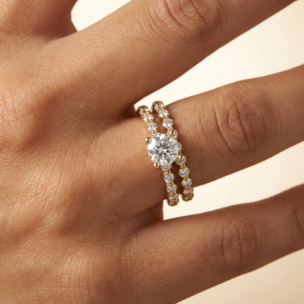 Engagement And Wedding Ring view 2