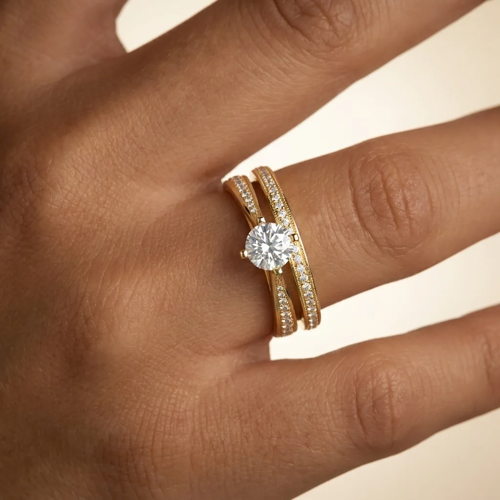 Engagement And Wedding Ring view 2