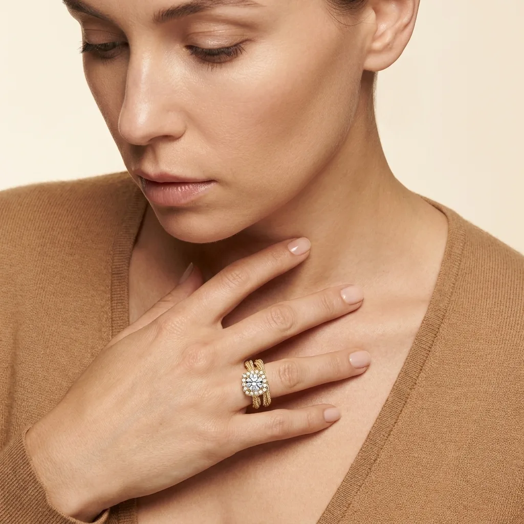 Engagement And Wedding Ring view 3