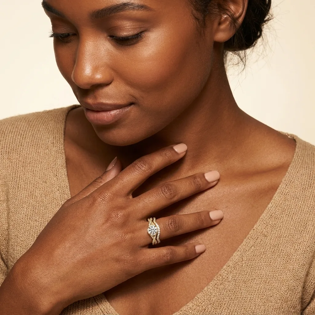 Engagement And Wedding Ring view 3