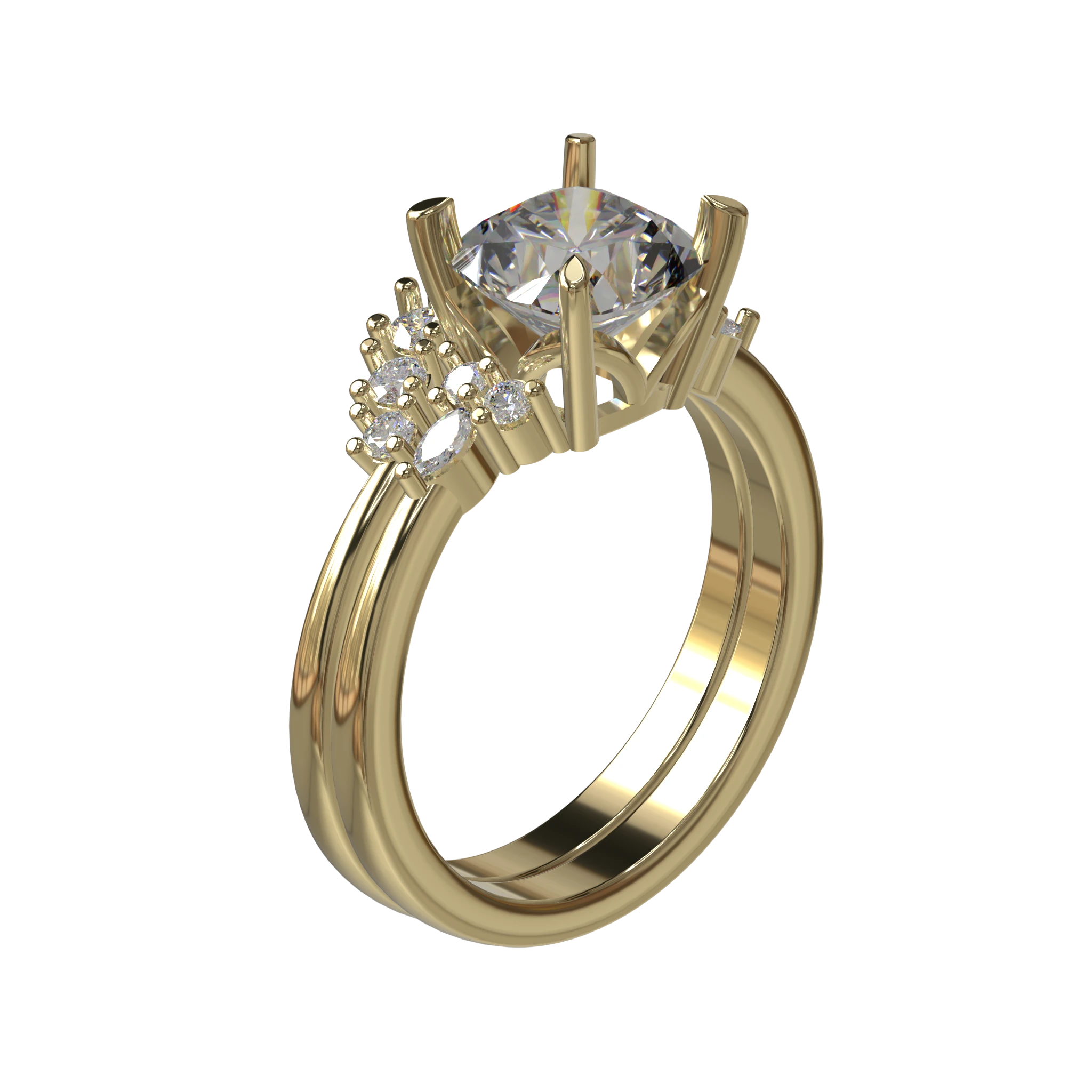 Engagement And Wedding Ring view 1