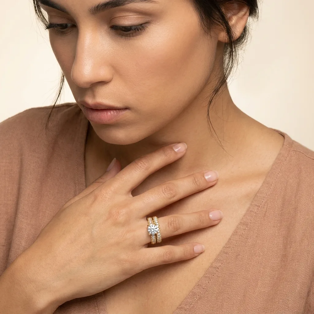Engagement And Wedding Ring view 3