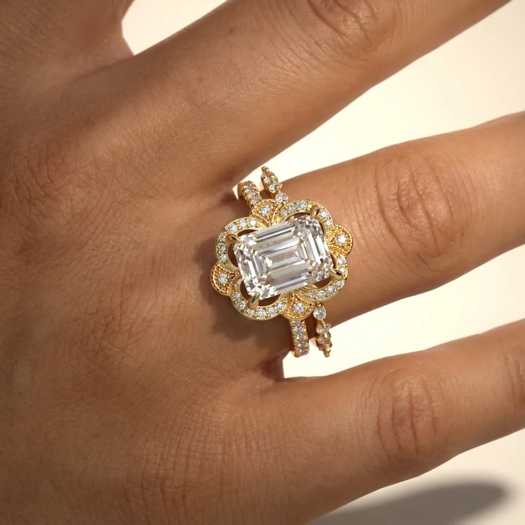 Engagement And Wedding Ring view 2