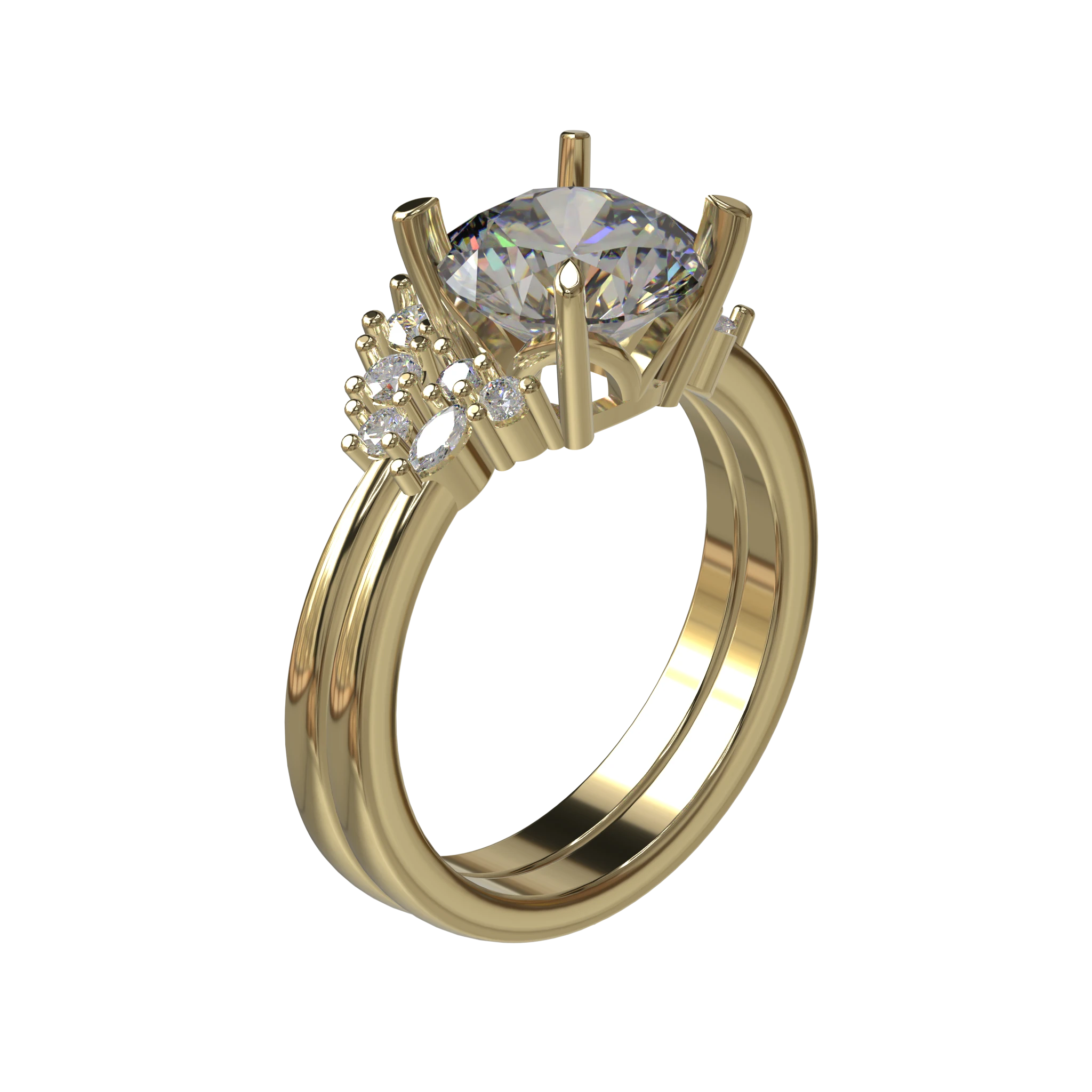 Engagement And Wedding Ring view 1