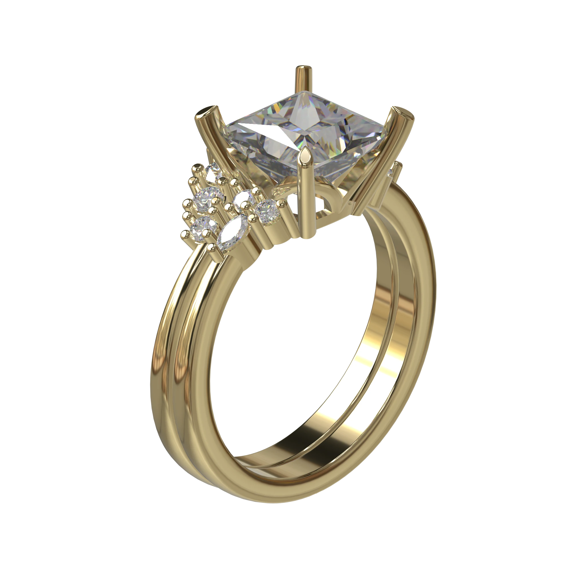 Engagement And Wedding Ring view 1
