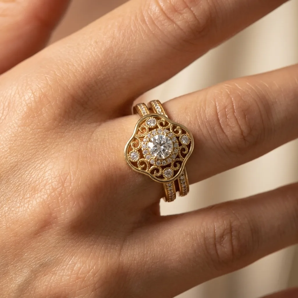 Engagement And Wedding Ring view 2
